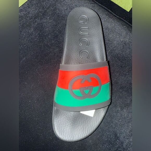 Brand new with box Gucci Black, Red, and Green mens Sandals slippers - Picture 6 of 15
